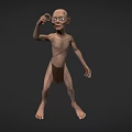 Emaciated Fantasy Game And Movie Character With Pale Skin Raised Arm And Loincloth