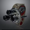 Vintage Movie Camera With Multiple Lenses And Retro Mechanical Design