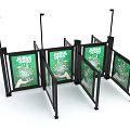 Public Area Swing Door With Black Frame Green Panel And Environmental Protection Slogan Earth Design