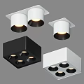 Modern Square Downlights and Spotlights in White Black Finish for Home Lighting