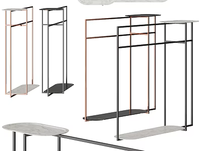 Elegant Modern Luxury Bathroom Accessories With Metal Frame And Marble Shelf 3d model