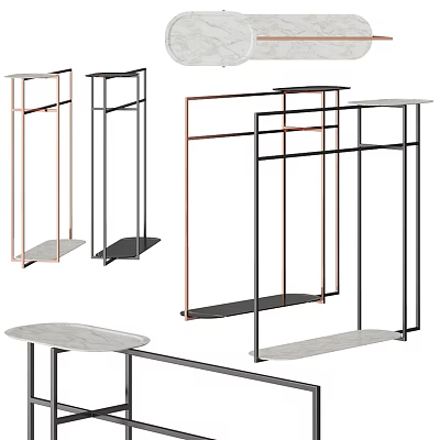 Elegant Modern Luxury Bathroom Accessories With Metal Frame And Marble Shelf 3d model