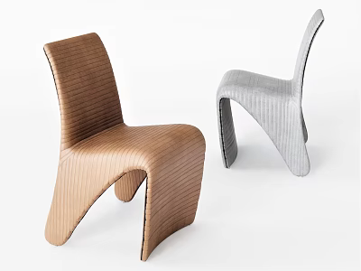 Modern Dining Chairs Brown and Gray with Sleek Curved Design for Contemporary Interior 3d model