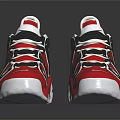 Red White Black High Top Sneakers With Strap Design And Structured Sole