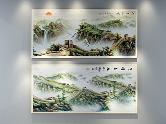 New Chinese Landscape Painting Decorative Wall Chart 3d model