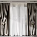 Elegant Dark Curtains With White Sheer Layers And Rings For Room Interior