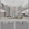 Elegant Modern Living Room Interior With High Ceiling Circular Chandeliers White Sofas And Staircase