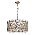 Modern Crystal Chandelier with Geometric Octagonal Design and Gold Hanging Chain