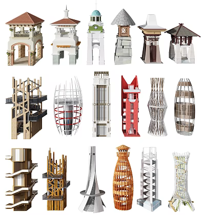 Modern Viewing Decks Watchtower Viewing Platform Combination 3d model