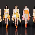 Women Modeling Stylish Dresses with Unique Designs and Colorful Fashion Outfits