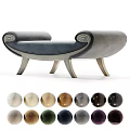 Modern Curved Armrests Sofa Bench With Gray Upholstery Wooden Legs And Multiple Color Options