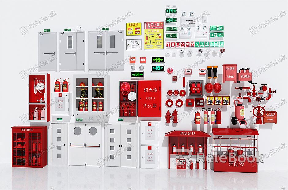 Modern Fire Fighting Equipment Fire Extinguisher Fire Hydrant Fire Door Fire Door Mini Fire Station Fire Cabinet Safety Exit Signs Emergency Light model