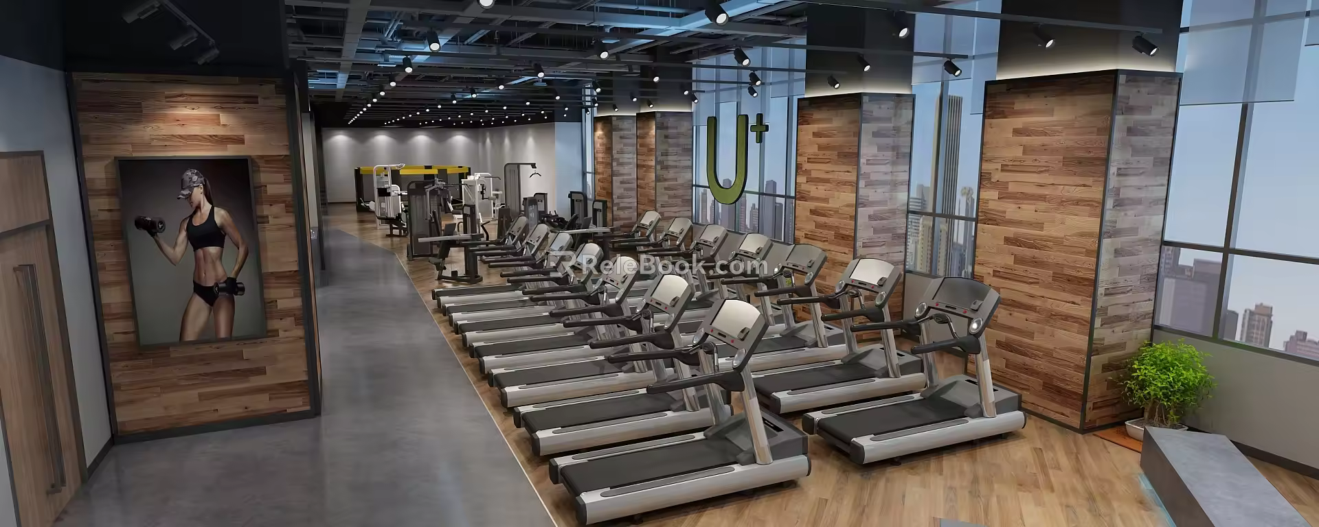 Modern Gym Treadmill 3d model