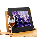 Decorative Ornament Set with Wooden Tray Tablet Holder Wine Glass Bottle Candle and Rolled Towel