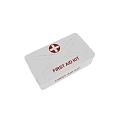 White First Aid Kit Box with Red Cross Symbol and Emergency Medical Supplies