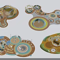 Creative Children's Play Area Design With Circular Platforms Curved Paths And Colorful Structures
