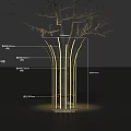 Modern Illuminated Tree Structure With Glowing Lines And Ambient Lighting