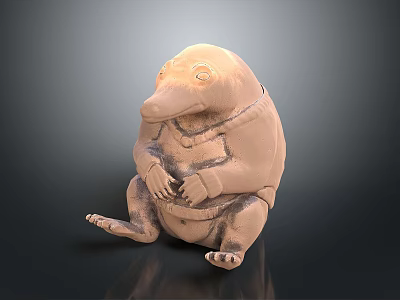 Light Brown Anteater Sculpture In Sitting Pose With Textured Surface Against Dark Background 3d model