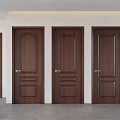Multiple Dark Brown Wooden Hinged Doors With Various Panel Designs 3d model