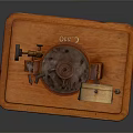 Vintage Scientific Instrument With Wooden Frame Transparent Glass Tube And Brass Gauge