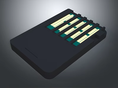 Black Electronic Card Tray With Gold And Green Metal Contacts For Devices 3d model