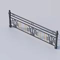 Elegant Black Metal Railing With Golden Strips And Ornamental Design