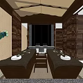 Luxurious SPA Sauna Interior With Wooden Walls Bathtub Candles And Petals