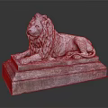 Artistic Lion Sculpture Carving In White Marble With Detailed Mane And Stone Base