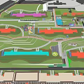 Modern Pergola Design In Community Park With Green Spaces Pathways And Colorful Landscape Features