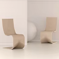 Light Wooden Leisure Chairs With Modern Curved Lines Against Light Walls And White Spherical Decor