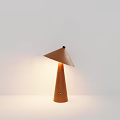 Modern Table Lamp With Brown Cone Shade Orange Cone Body Round Bottom Button Light Grey 3d model
