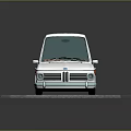 Vintage White Small Car With Retro Design On Checkerboard Floor