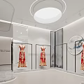 Bridal Shop Modern White Interior With Display Stand For Elegant Wedding Dress And Groom Suit