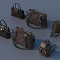 Brown Leather Luggage Bags With Various Styles Including Handbags Briefcases Backpacks And Metal Buckles