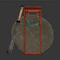 Ancient Weapons Feature Decorative Shield Traditional Knife On Red Display Stand