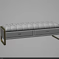 Elegant White Tufted Ottoman With Storage Drawers And Gold Metal Legs