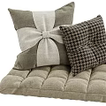 Decorative Home Cushions With Bow Details And Square Seat Pads In Gray Beige