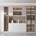Elegant Modern Wine Cabinet With Glass Doors LED Lighting And Wine Displays