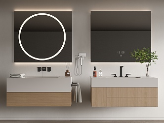 Modern wash basin table basin cabinet wash basin mirror towel faucet bathroom ornaments 3d model