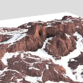 Scenic Red Rock Mountain Range with Snow Covered Slopes and Rocky Terrain 3d model