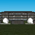 Modern Townhouse Exterior Design with Glass Windows Balconies and Green Lawn