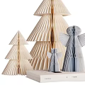 Minimalist Origami Decorative Ornament Set With Christmas Tree Shapes And Angel Figurines