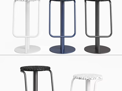 Modern Bar Stools With Metal Frame Round Base And Various Color Options 3d model