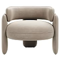 Beige Velvet Accent Chair with Rounded Arms and Modern Minimalist Design