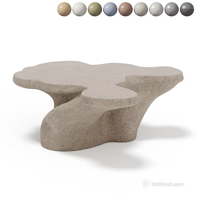 Unique Modern Concrete Coffee Table With Rough Surface Irregular Sculptural Shape 3d model 