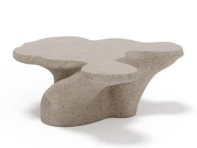 Unique Modern Concrete Coffee Table With Rough Surface Irregular Sculptural Shape 3d model