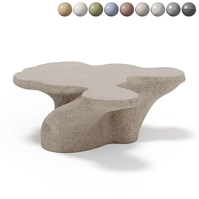 Unique Modern Concrete Coffee Table With Rough Surface Irregular Sculptural Shape 3d model
