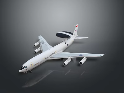 U.S. Air Force Military Aircraft Features Large Radar Dome And Four Engines 3d model