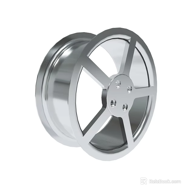 Silver Alloy Wheel Rim With Metallic Spokes And Shiny Automotive Design 3d model 