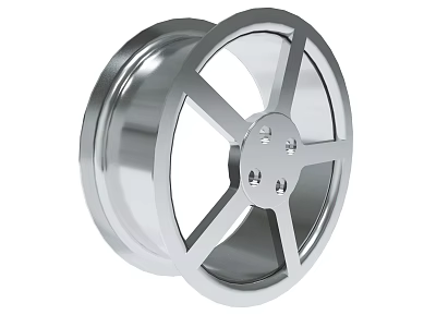 Silver Alloy Wheel Rim With Metallic Spokes And Shiny Automotive Design 3d model